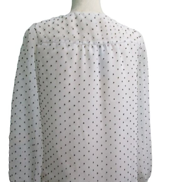 Beacon Apparel Peasant Long Sleeve V-Neck Blouse-White/Black-SP-NWT - Picture 4 of 16